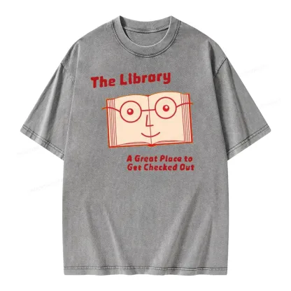 Pagewings The Library The Great Place To Get Checked Out Unisex Washed T-shirt