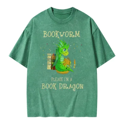 Pagewings Bookworm Please I'm A Book Dragon Unisex Washed T-shirt