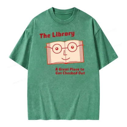 Pagewings The Library The Great Place To Get Checked Out Unisex Washed T-shirt