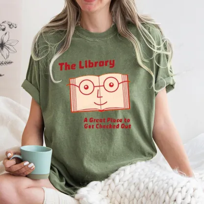 Pagewings The Library The Great Place To Get Checked Out Unisex Washed T-shirt