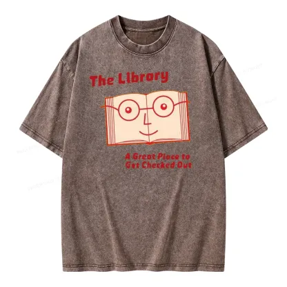 Pagewings The Library The Great Place To Get Checked Out Unisex Washed T-shirt