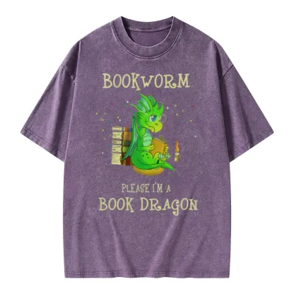 Pagewings Bookworm Please I'm A Book Dragon Unisex Washed T-shirt