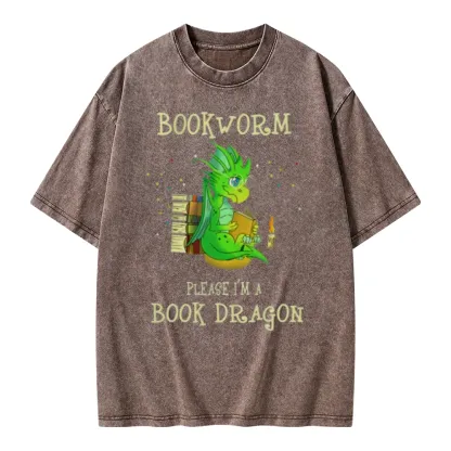 Pagewings Bookworm Please I'm A Book Dragon Unisex Washed T-shirt