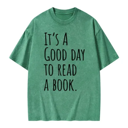 Pagewings It's A Good Day To Read A Book Unisex Washed T-shirt