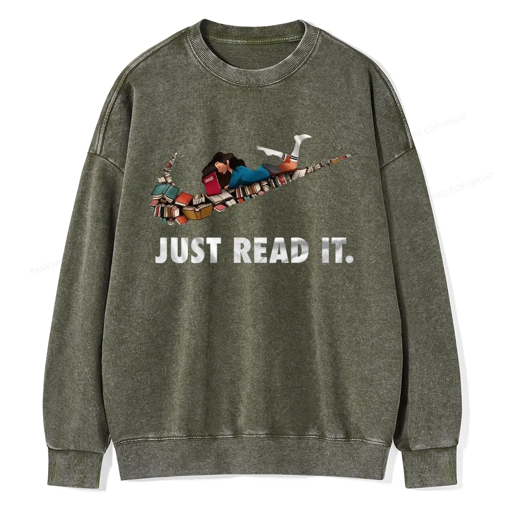 Pagewings Just Read It Unisex Washed Sweatshirt