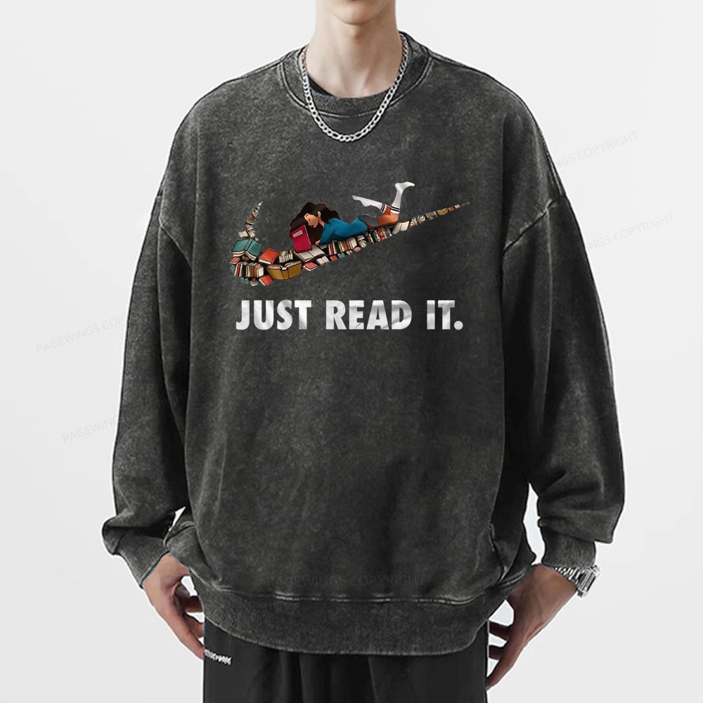 Pagewings Just Read It Unisex Washed Sweatshirt