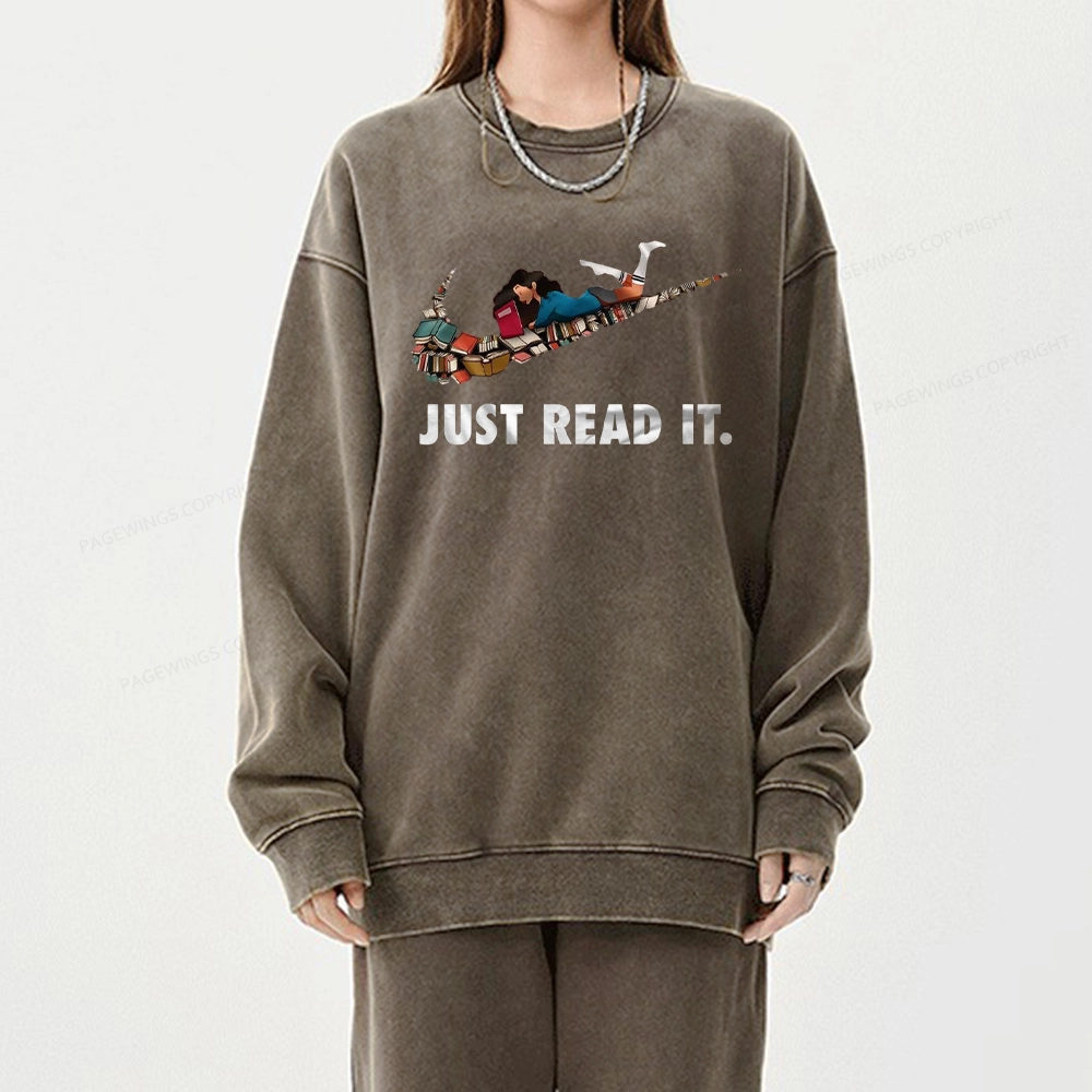 Pagewings Just Read It Unisex Washed Sweatshirt