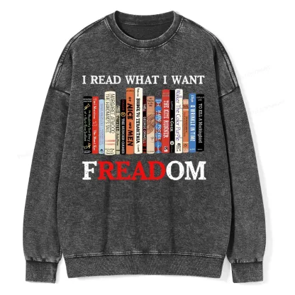 Pagewings I Read What I Want Banned Books Unisex Washed Sweatshirt