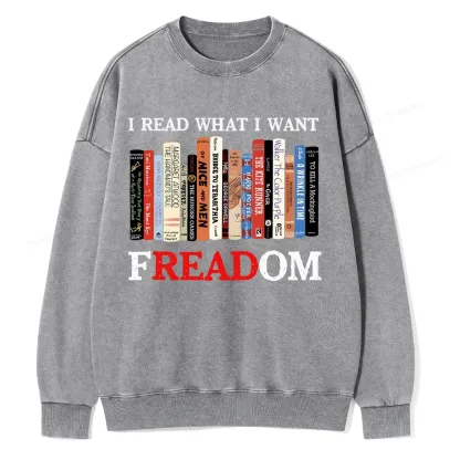 Pagewings I Read What I Want Banned Books Unisex Washed Sweatshirt