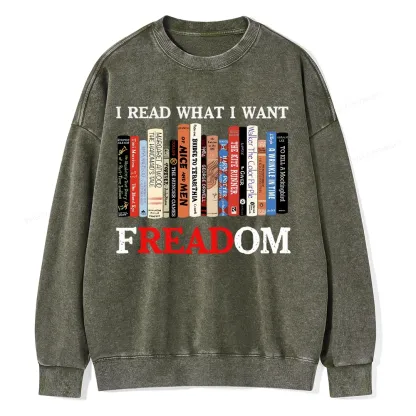Pagewings I Read What I Want Banned Books Unisex Washed Sweatshirt