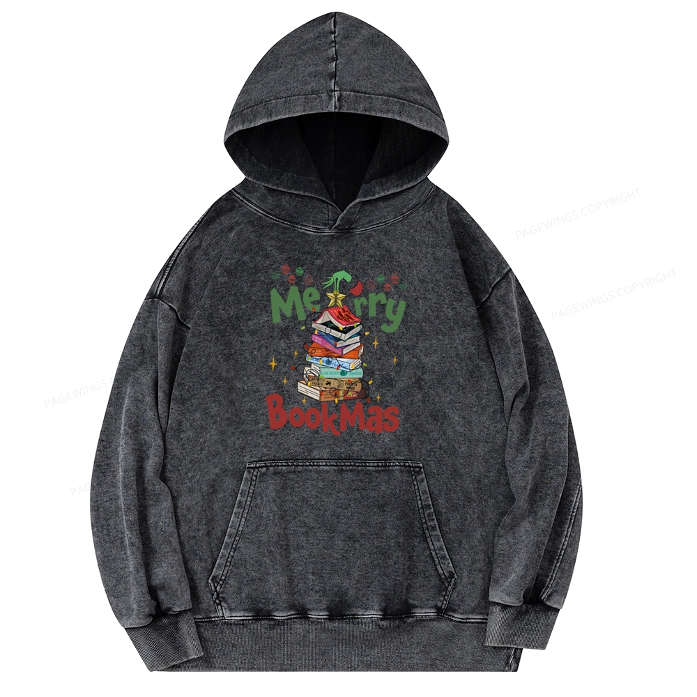 Pagewings Fourth Wing Merry Bookmas Unisex Washed Hoodie