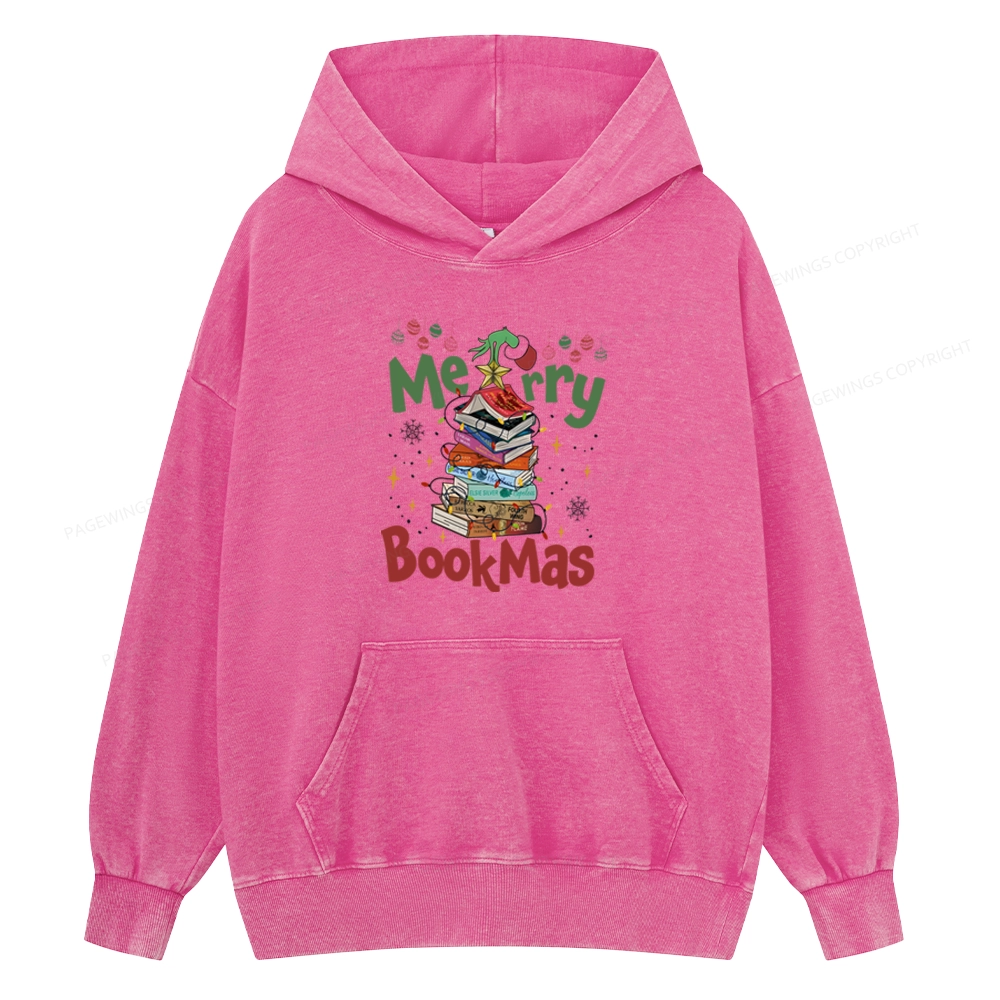 Pagewings Fourth Wing Merry Bookmas Unisex Washed Hoodie