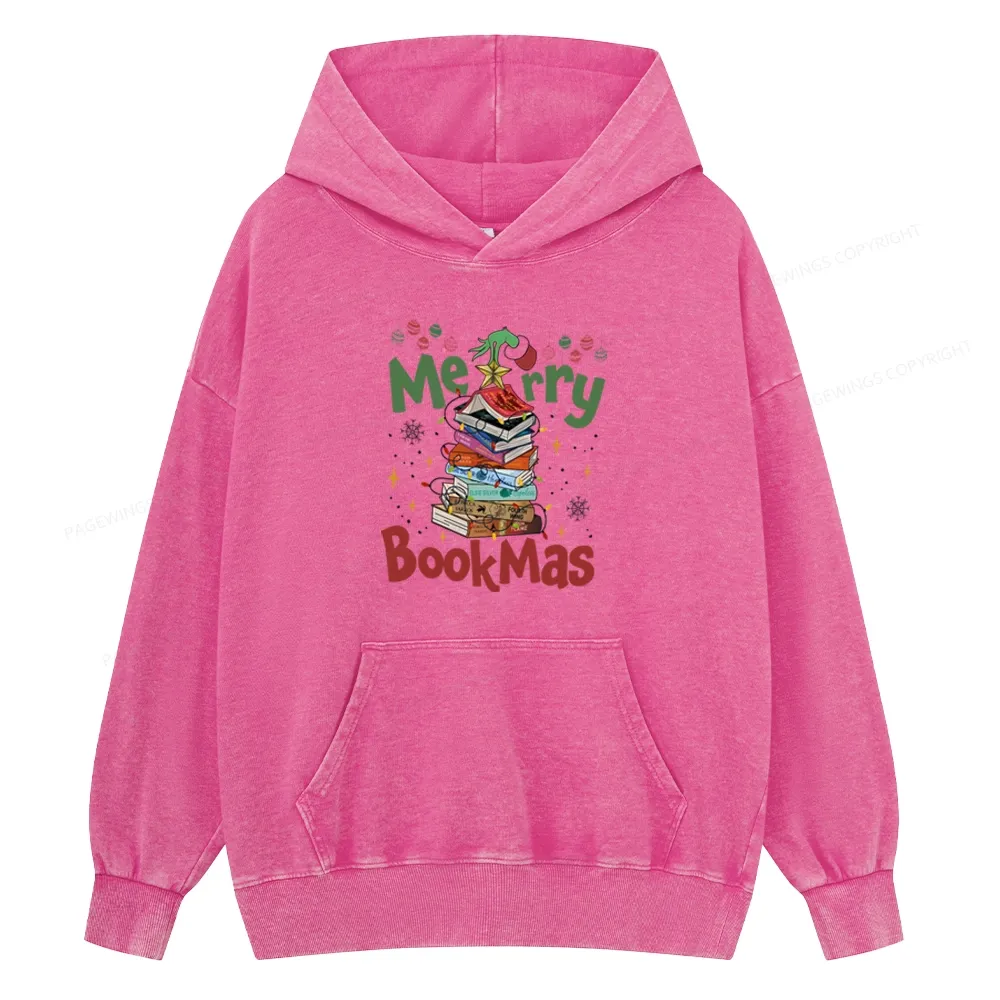 Pagewings Fourth Wing Merry Bookmas Unisex Washed Hoodie
