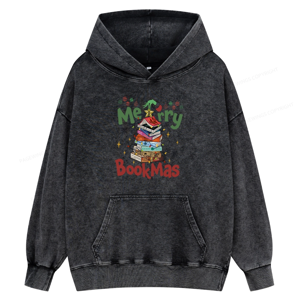 Pagewings Fourth Wing Merry Bookmas Unisex Washed Hoodie