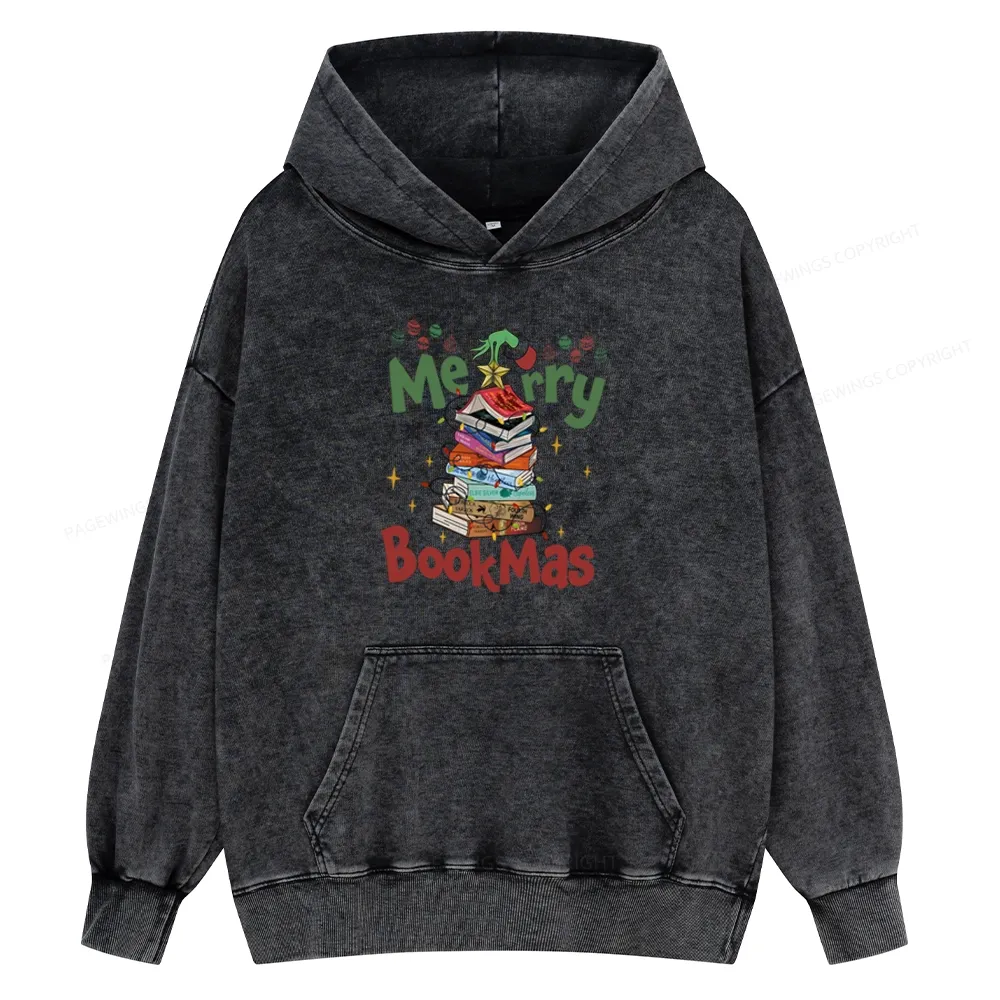 Pagewings Fourth Wing Merry Bookmas Unisex Washed Hoodie