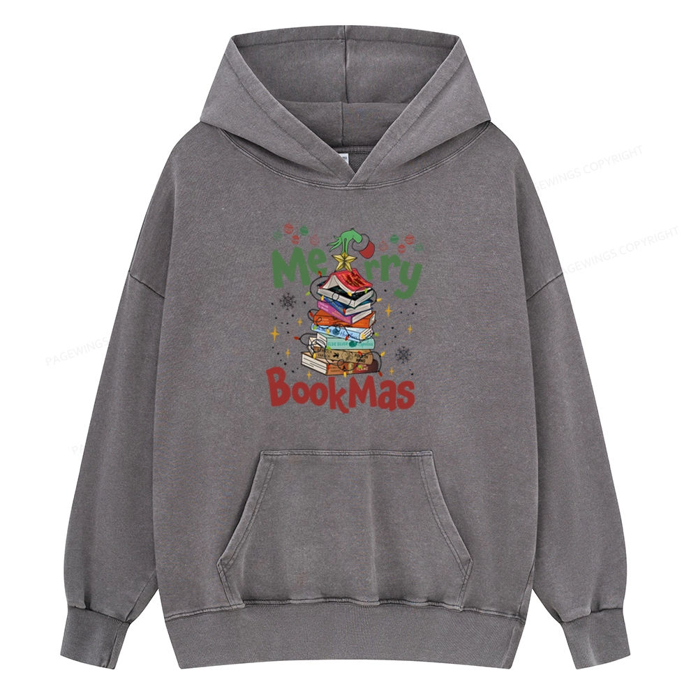 Pagewings Fourth Wing Merry Bookmas Unisex Washed Hoodie