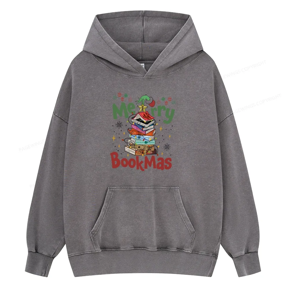 Pagewings Fourth Wing Merry Bookmas Unisex Washed Hoodie