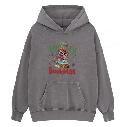 Pagewings Fourth Wing Merry Bookmas Unisex Washed Hoodie