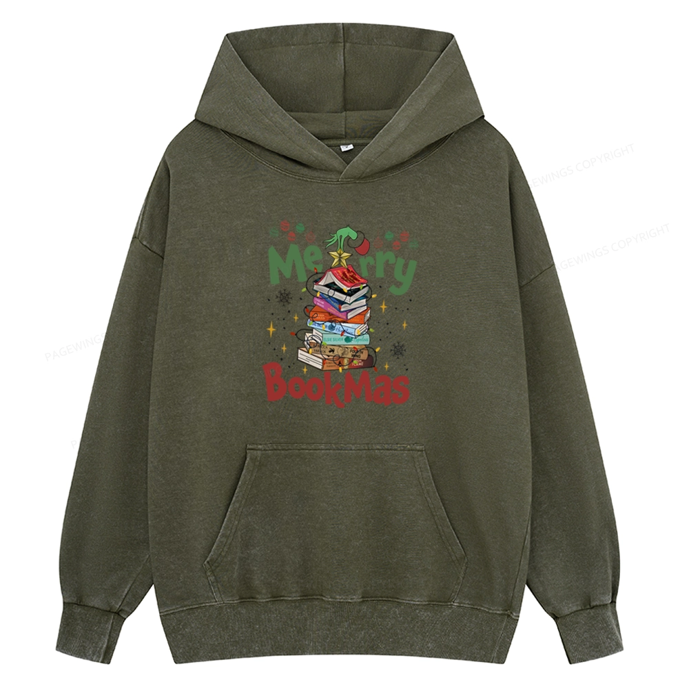 Pagewings Fourth Wing Merry Bookmas Unisex Washed Hoodie