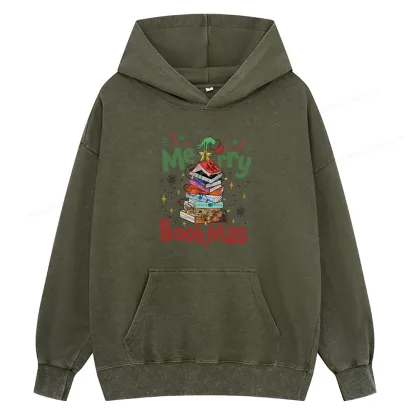 Pagewings Fourth Wing Merry Bookmas Unisex Washed Hoodie