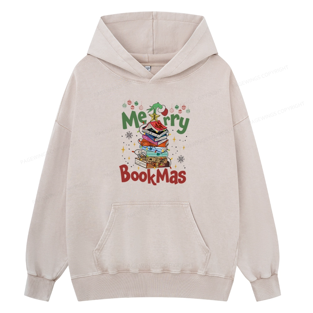 Pagewings Fourth Wing Merry Bookmas Unisex Washed Hoodie