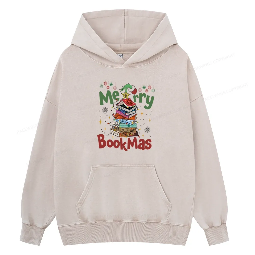 Pagewings Fourth Wing Merry Bookmas Unisex Washed Hoodie