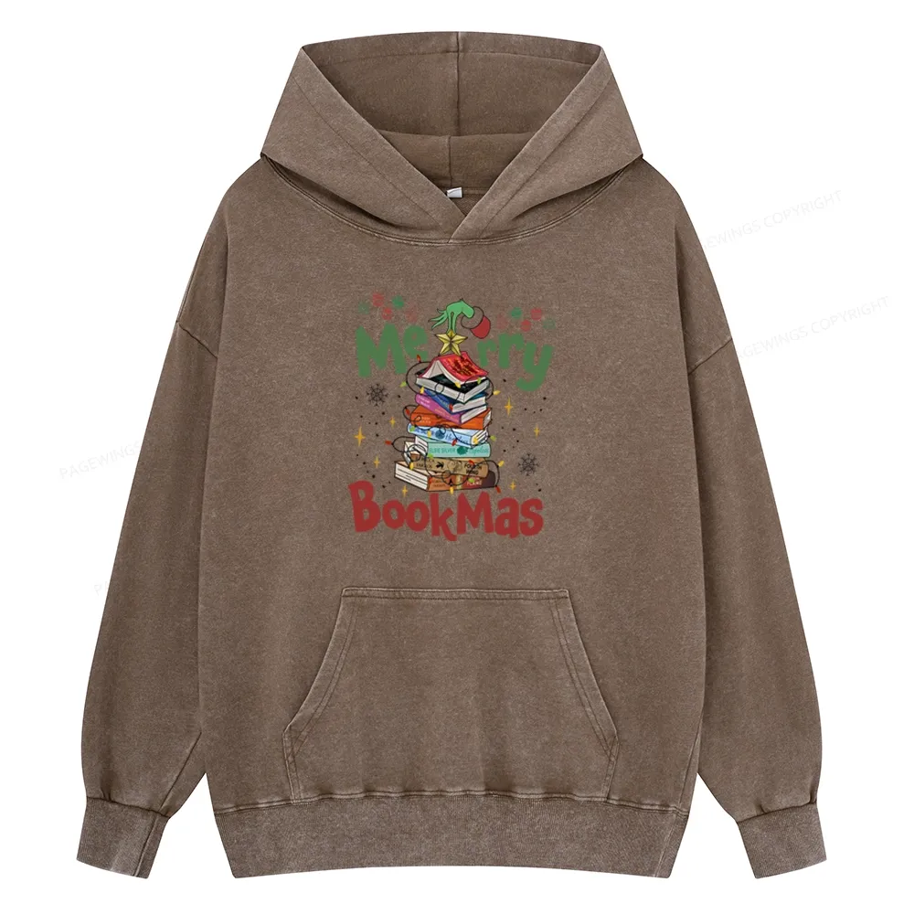 Pagewings Fourth Wing Merry Bookmas Unisex Washed Hoodie