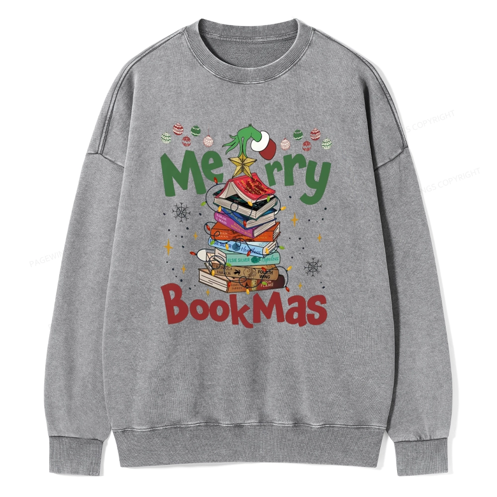 Pagewings Fourth Wing Merry Bookmas Unisex Washed Sweatshirt