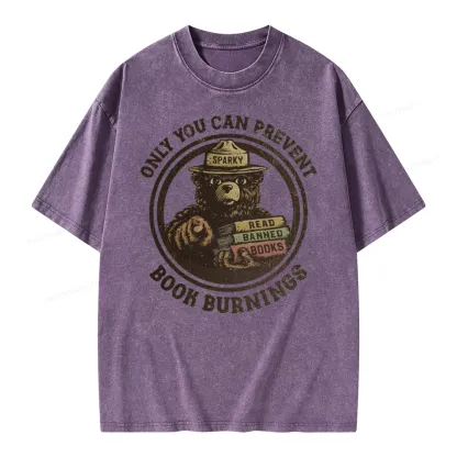 Pagewings Only You Can Prevent Book Burnings Unisex Washed T-shirt
