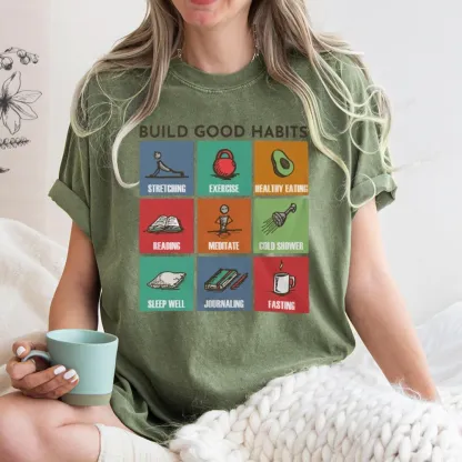 Pagewings Build Good Habits Unisex Washed T-shirt