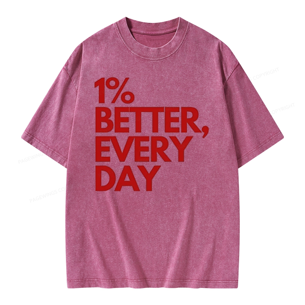 Pagewings 1% Better Every Day  Unisex Washed T-shirt
