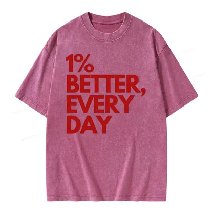 Pagewings 1% Better Every Day  Unisex Washed T-shirt