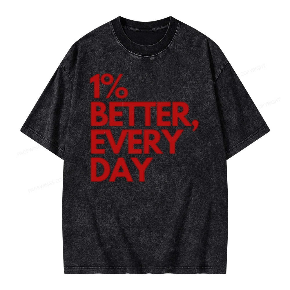 Pagewings 1% Better Every Day  Unisex Washed T-shirt
