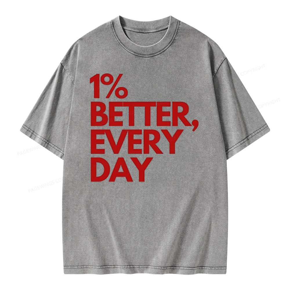Pagewings 1% Better Every Day  Unisex Washed T-shirt