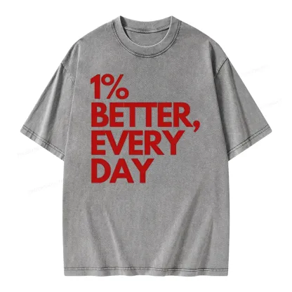 Pagewings 1% Better Every Day  Unisex Washed T-shirt