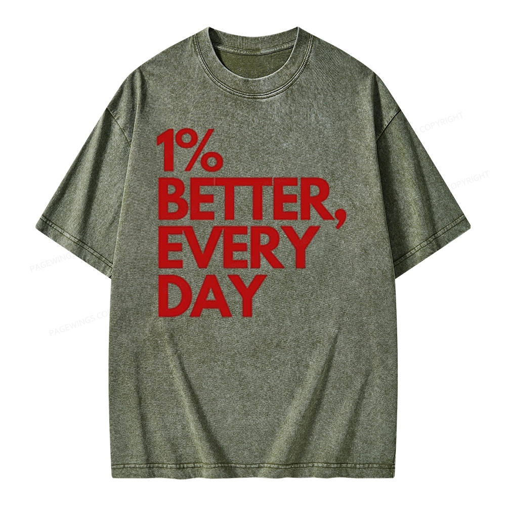 Pagewings 1% Better Every Day  Unisex Washed T-shirt