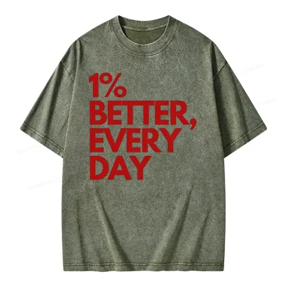 Pagewings 1% Better Every Day  Unisex Washed T-shirt