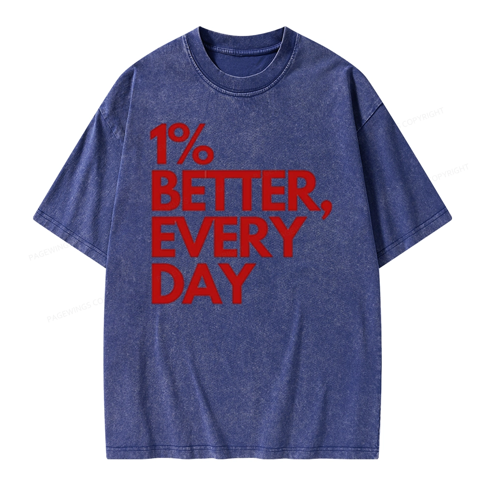 Pagewings 1% Better Every Day  Unisex Washed T-shirt