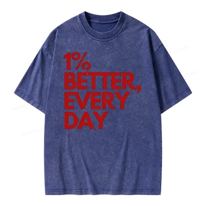 Pagewings 1% Better Every Day  Unisex Washed T-shirt