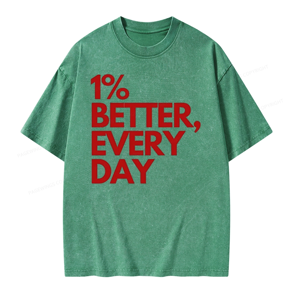 Pagewings 1% Better Every Day  Unisex Washed T-shirt