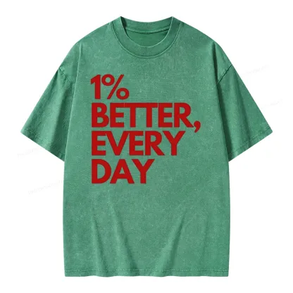 Pagewings 1% Better Every Day  Unisex Washed T-shirt