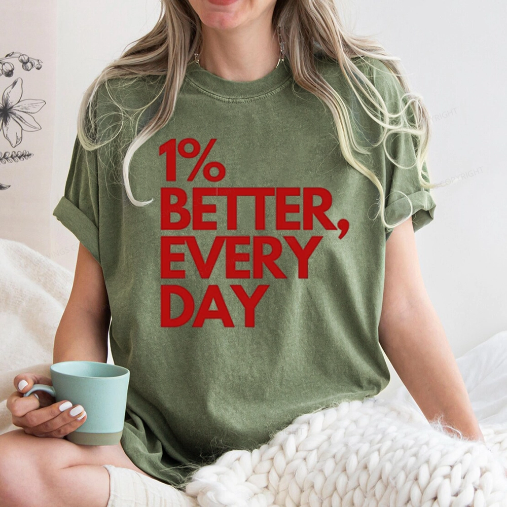 Pagewings 1% Better Every Day  Unisex Washed T-shirt