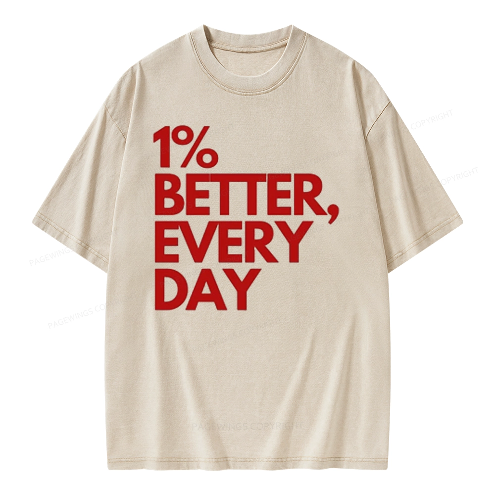 Pagewings 1% Better Every Day  Unisex Washed T-shirt