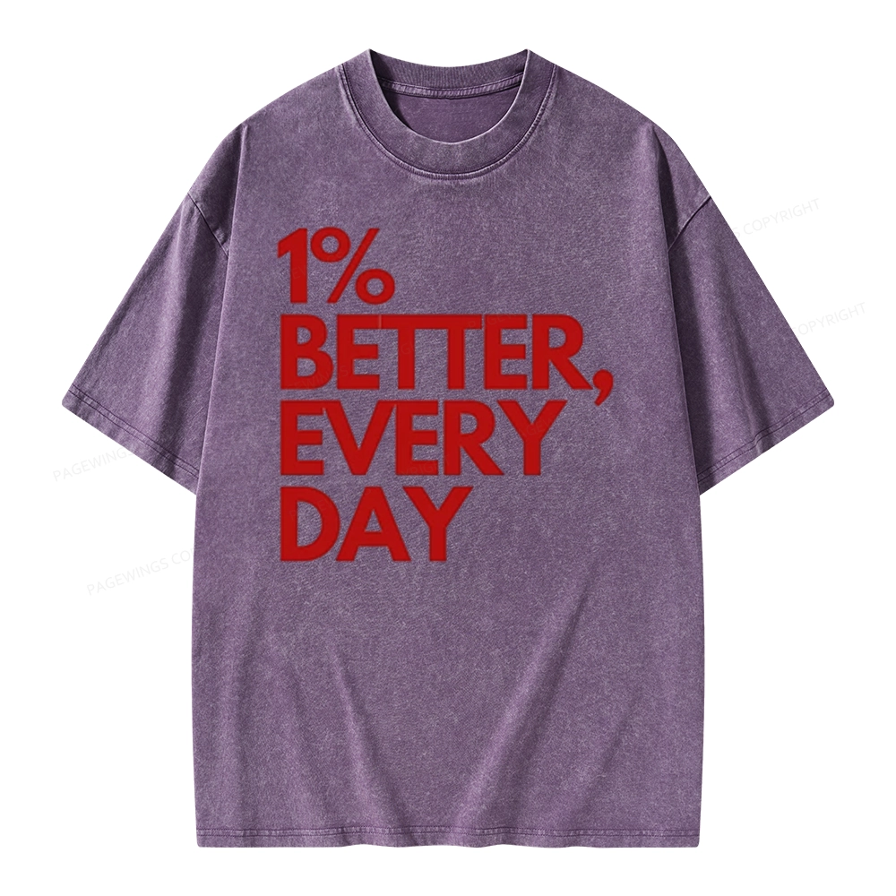 Pagewings 1% Better Every Day  Unisex Washed T-shirt