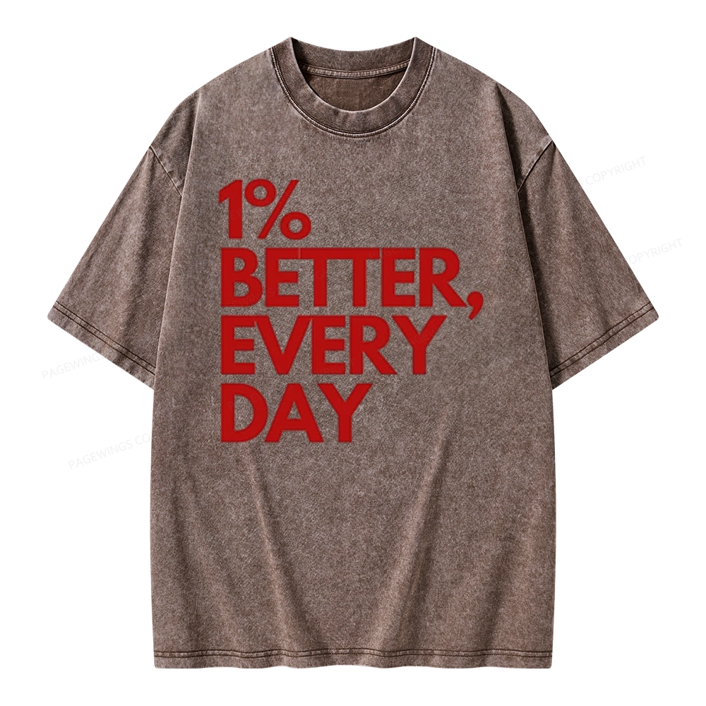 Pagewings 1% Better Every Day  Unisex Washed T-shirt