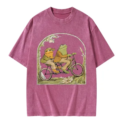 Pagewings Frog And Toad Book Vintage Unisex Washed T-shirt