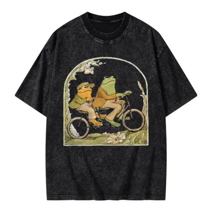 Pagewings Frog And Toad Book Vintage Unisex Washed T-shirt