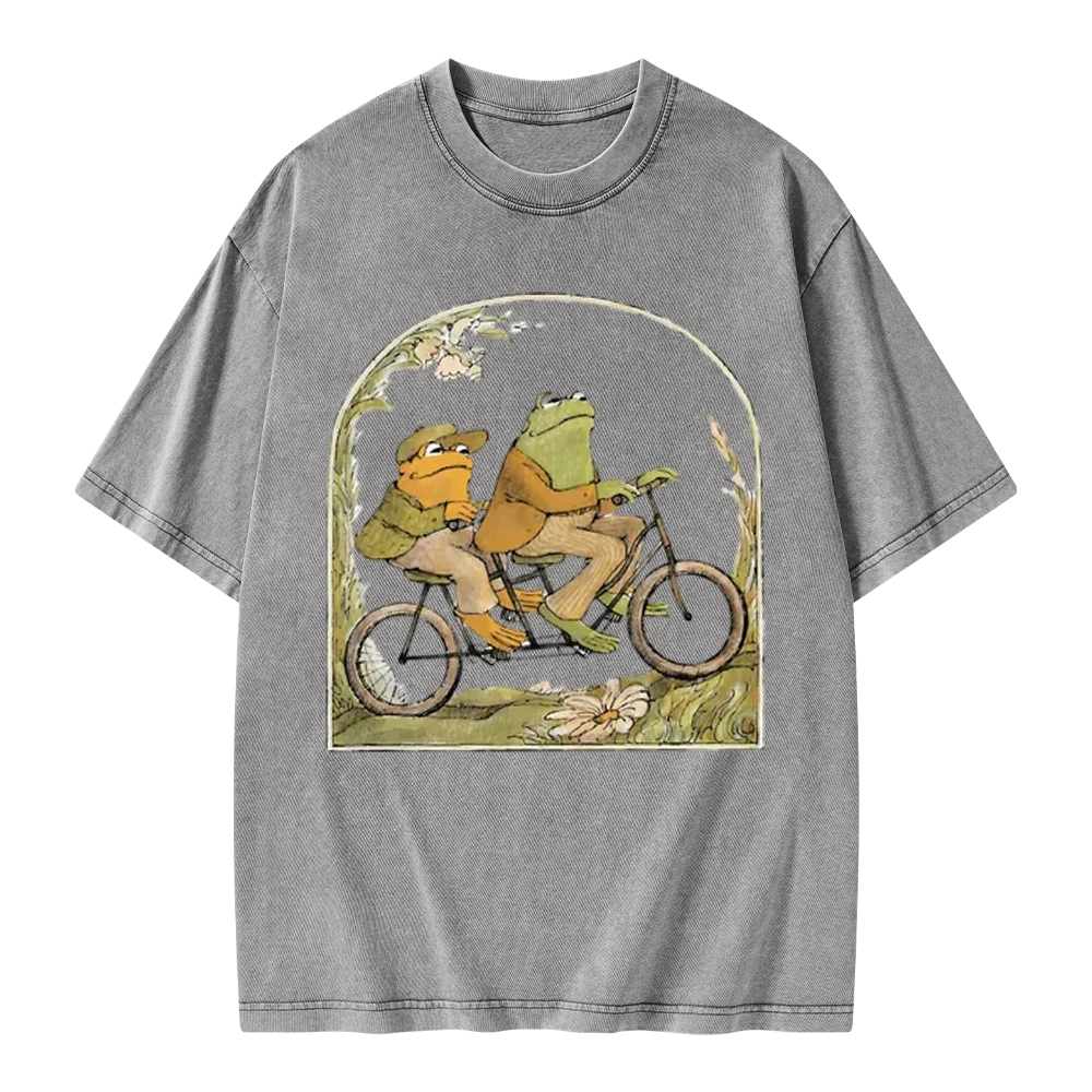 Pagewings Frog And Toad Book Vintage Unisex Washed T-shirt