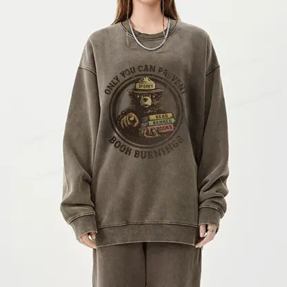 Pagewings Only You Can Prevent Book Burnings Unisex Washed Sweatshirt