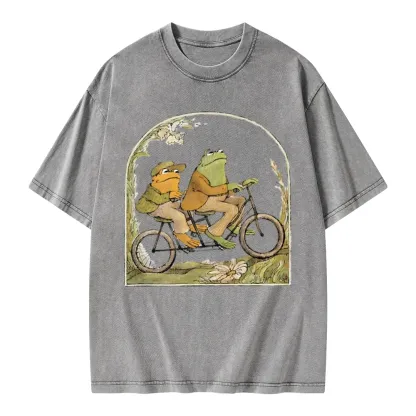 Pagewings Frog And Toad Book Vintage Unisex Washed T-shirt